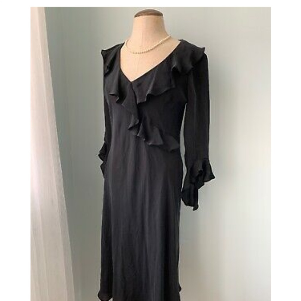 VTG Lauren little black 💯 silk dress